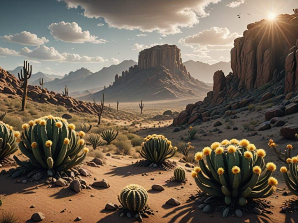 Ironbloom Cactus in 3D Game Cinematic Style