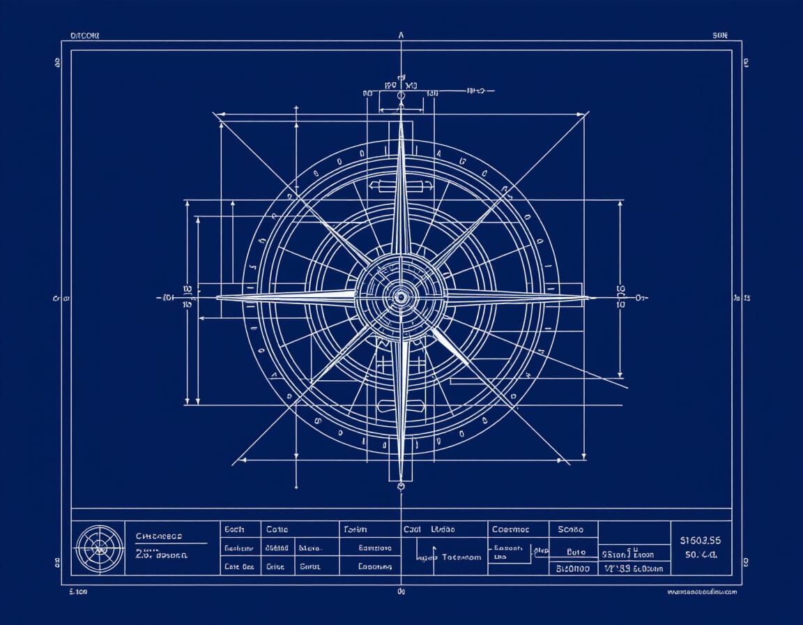 Intricate Mechanical Blueprint with Precise Scale Details
