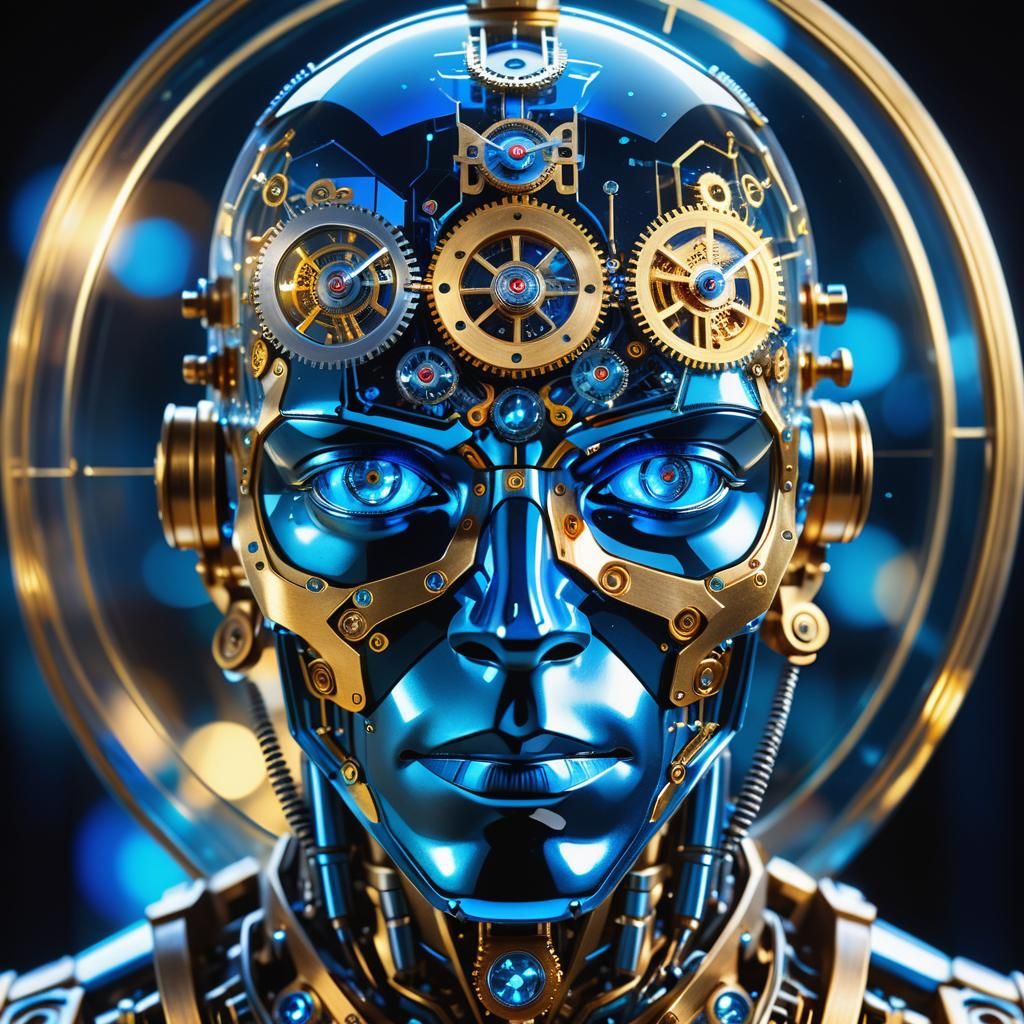 Clockwork Cyborg Portrait in Digital Art Style