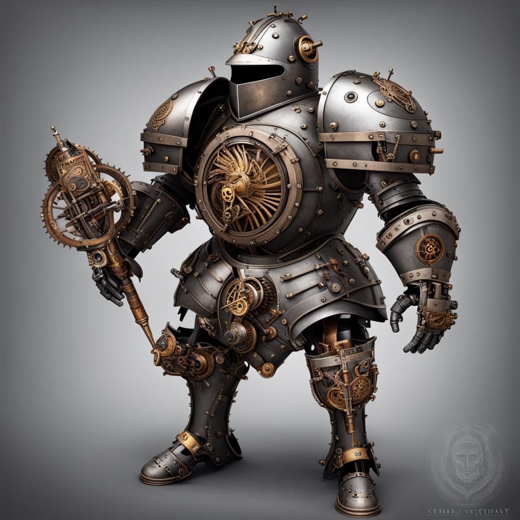 Steampunk Armored Knight with Clockwork Details