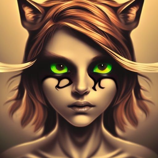Detailed Cat Girl Portrait in Digital Art Style