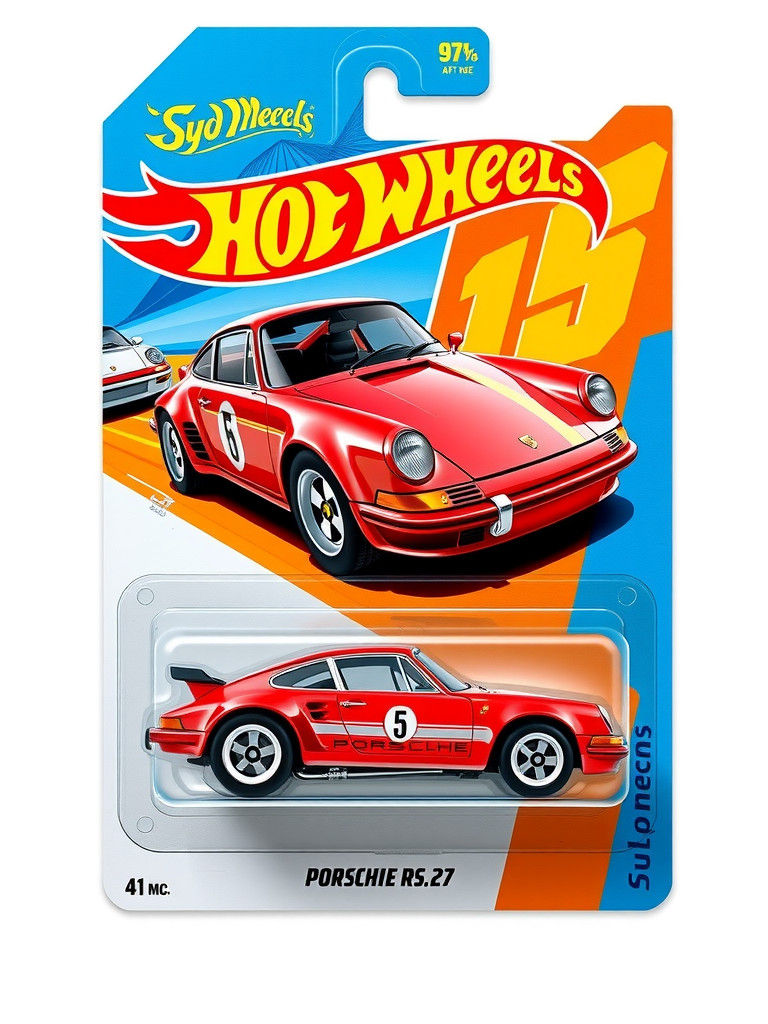 Red Porsche Hot Wheels Toy Car in Concept Art Style