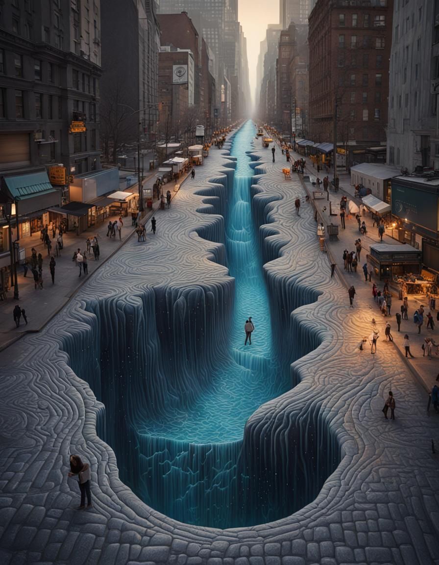 Hyperrealistic 3D Street Art Illusion in New York
