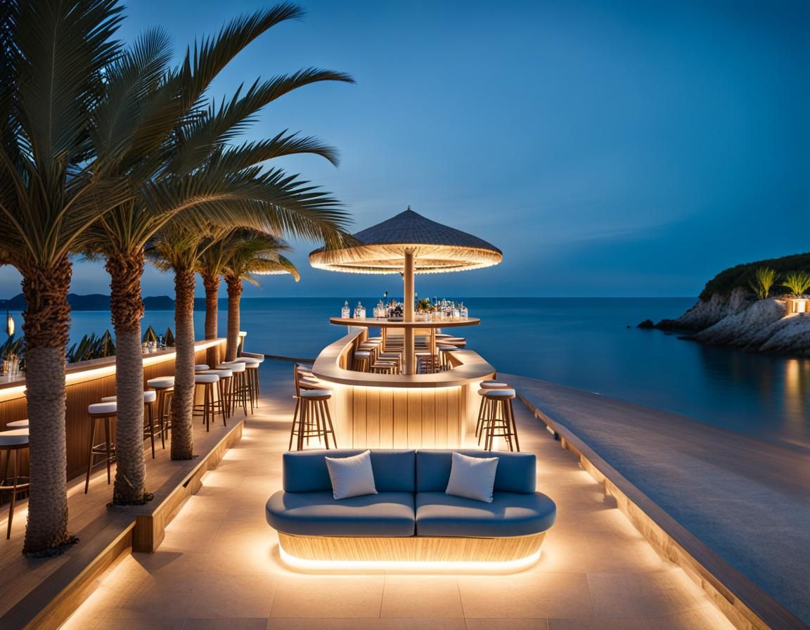 Luxury Seaside Bar with Ocean View