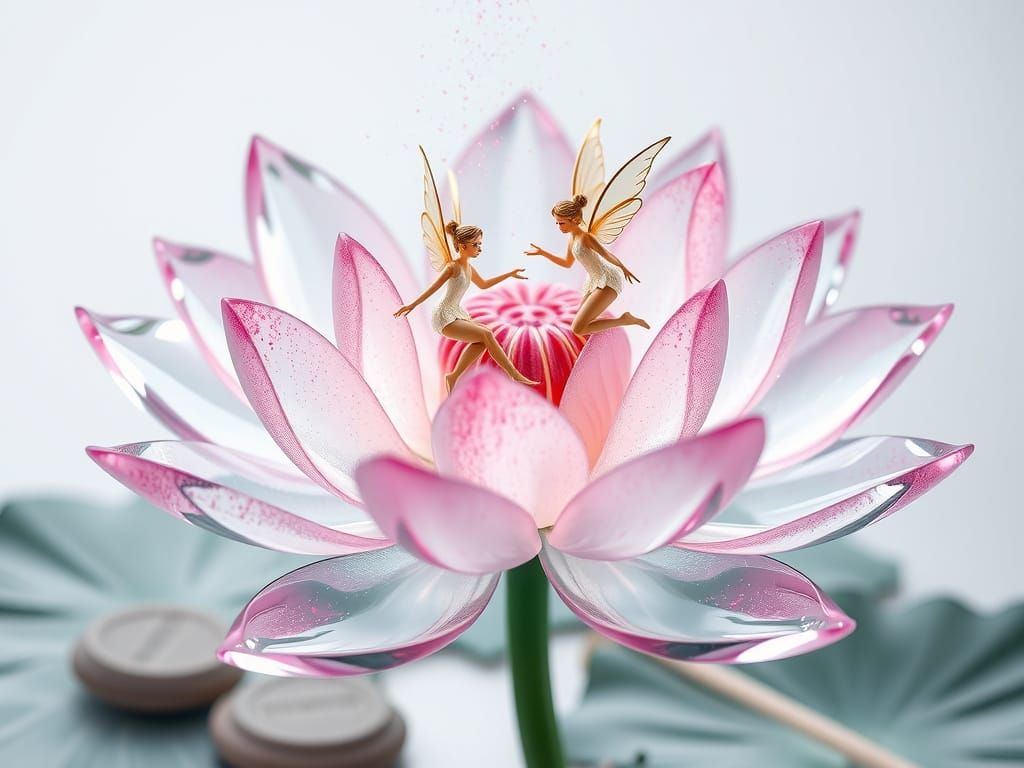 Glass Lotus Blooms with Delicate Fairy Dust