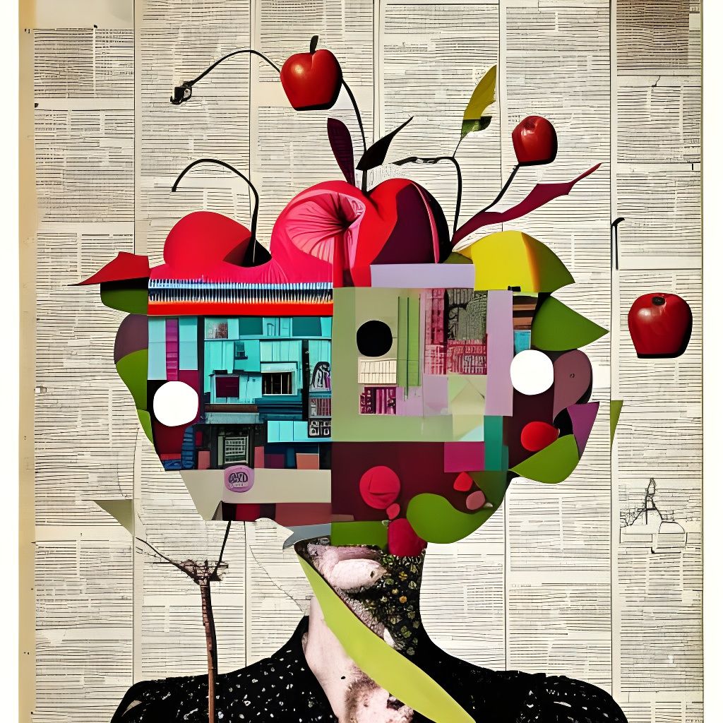Apple Collage in Mid-Century Modern Style