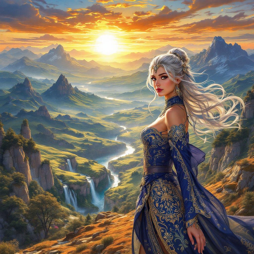 Stunning anime girl crossstitch sewn embroidered embossed wo...