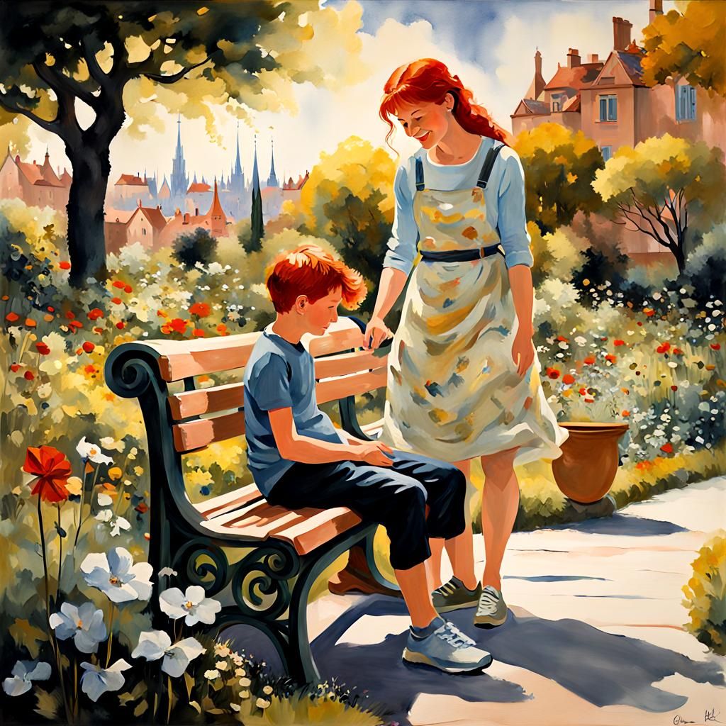Warm Moment in Vibrant Garden Scene