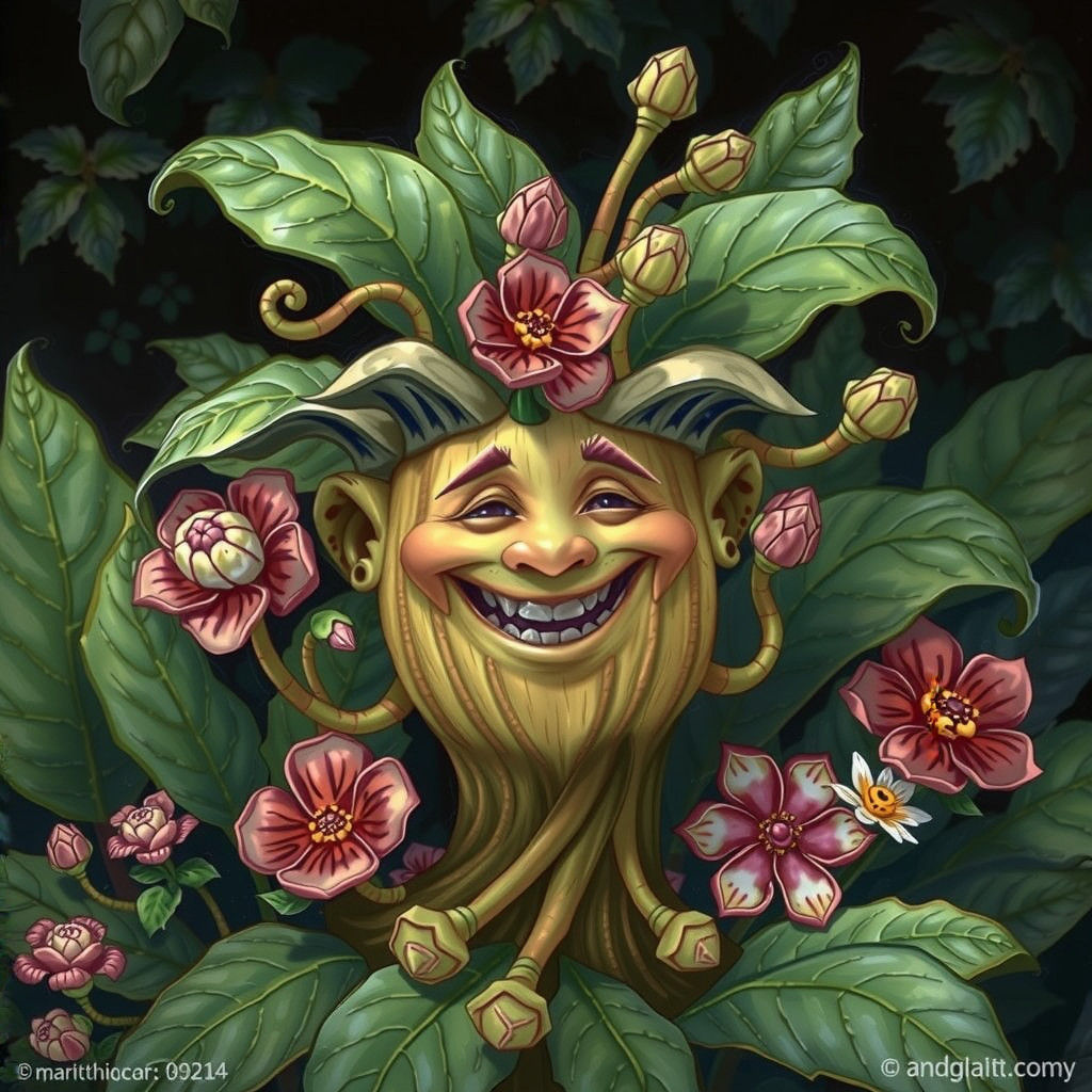 A Joyful Mandrake Amidst Whimsical Nature