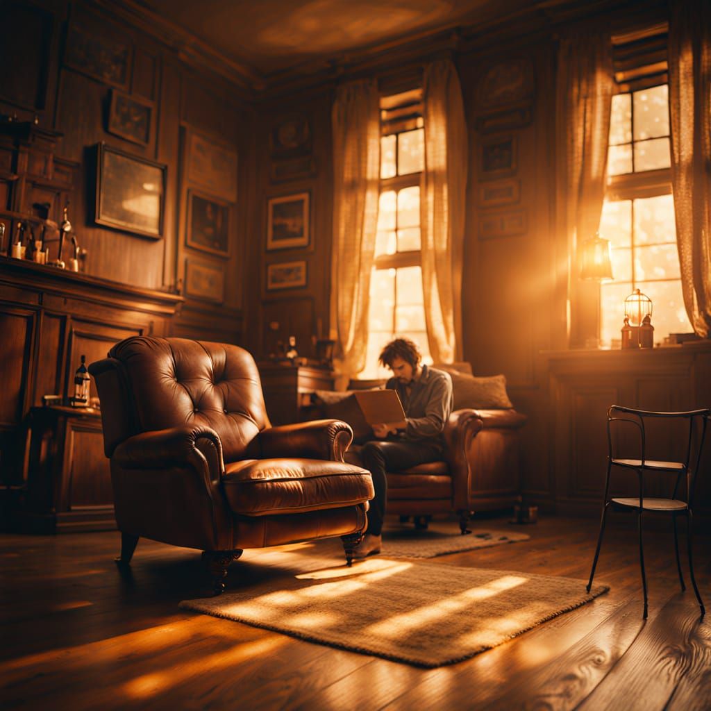 Cozy Vintage Room in Warm Oil Painting Style