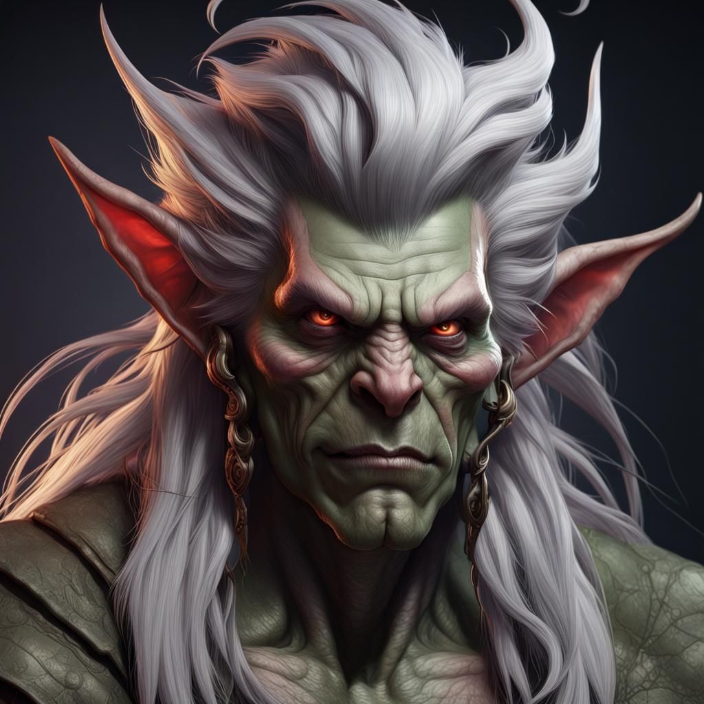 Demonic Goblin King Portrait in Hyperdetailed Fantasy Art