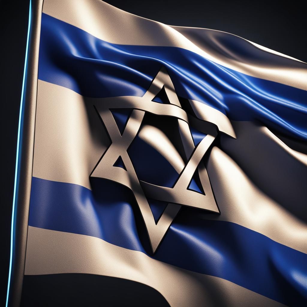 Vibrant Black Light Art of Israel Flag