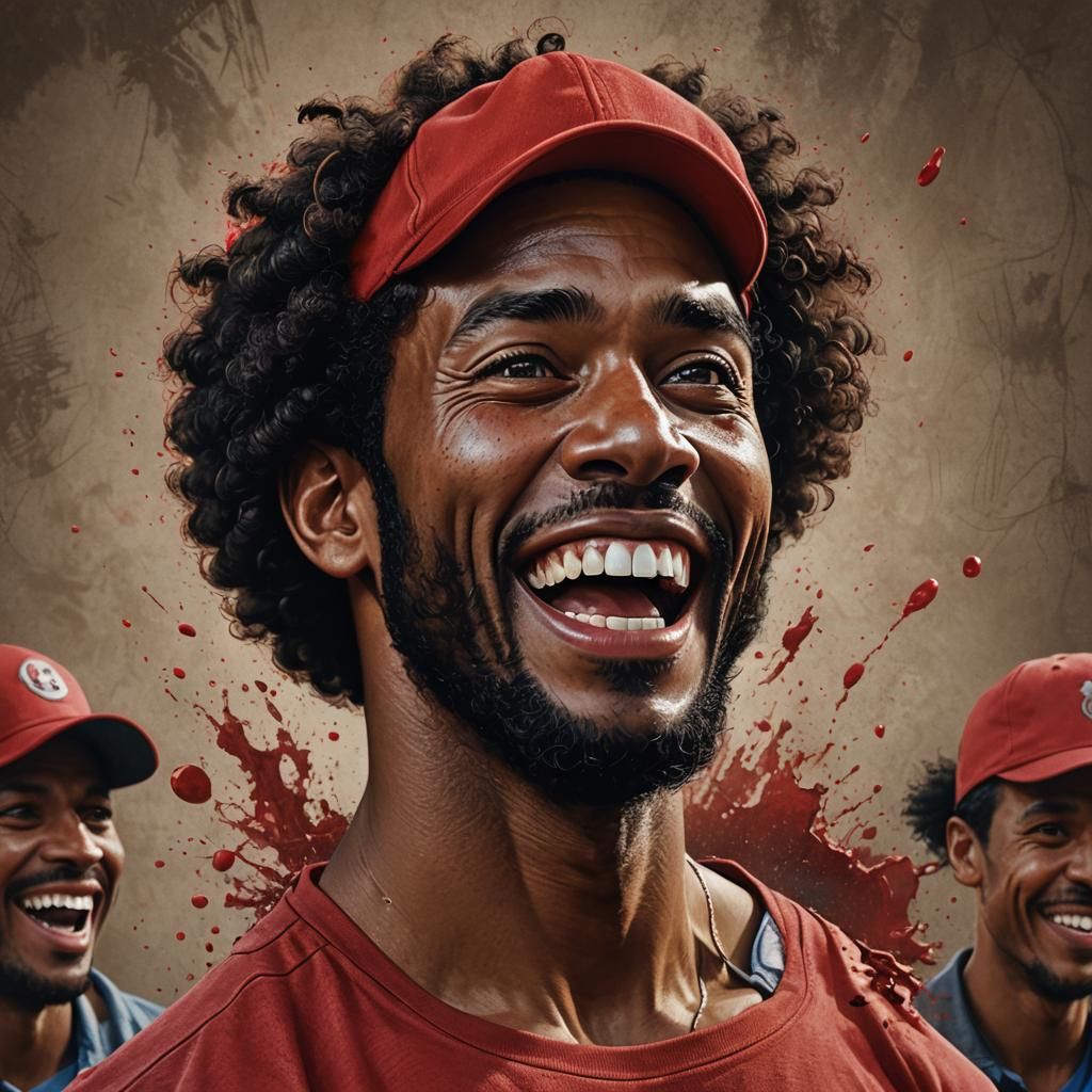 Hyperrealistic Portrait of a Joyful Man in Red Cap