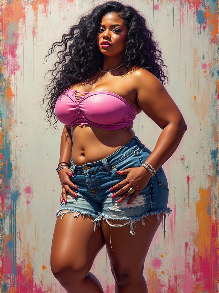 Curvy Woman in Graffiti Art Style