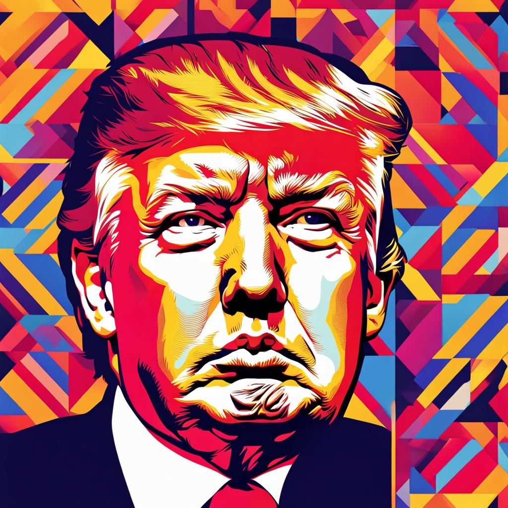 Donald Trump Pop Art Screen Print in Bauhaus Style