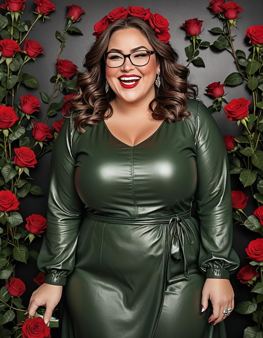 Hyperreal Portrait of Curvy Woman with Roses