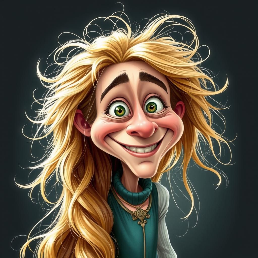Funny Caricature of Rapunzel with Volumetric Lighting