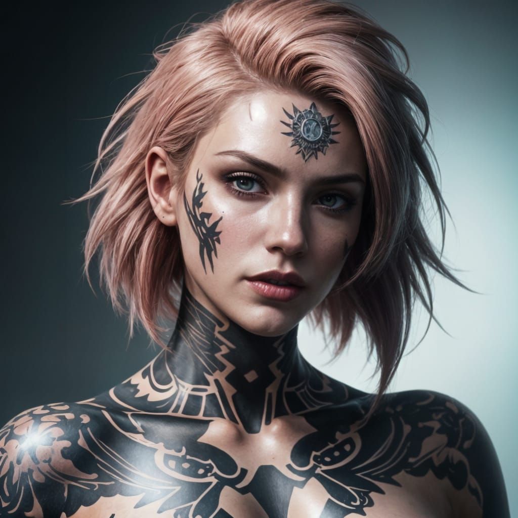 Hyperdetailed Portrait of a Punk Woman in Digital Art Style