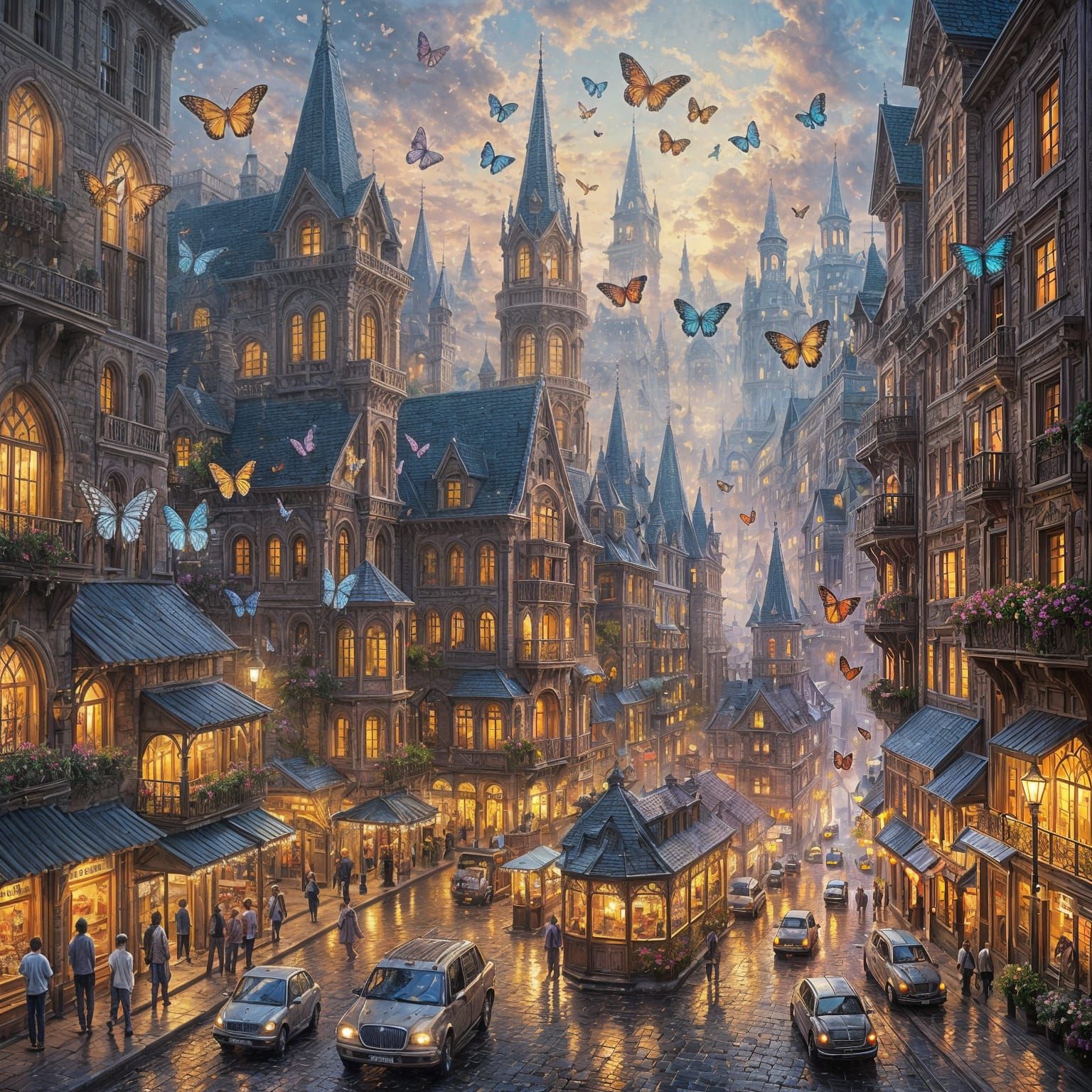 Ethereal Butterfly City in Hyperdetailed Fantasy Style