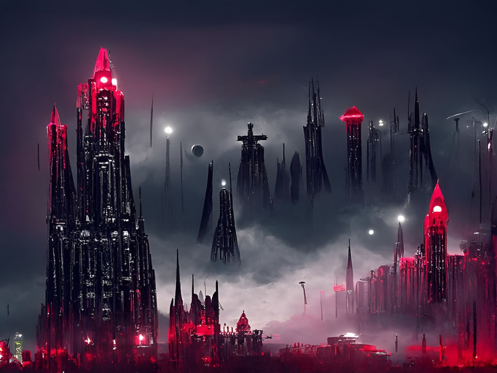 Sci-Fi Cityscape in Gothic Art Style