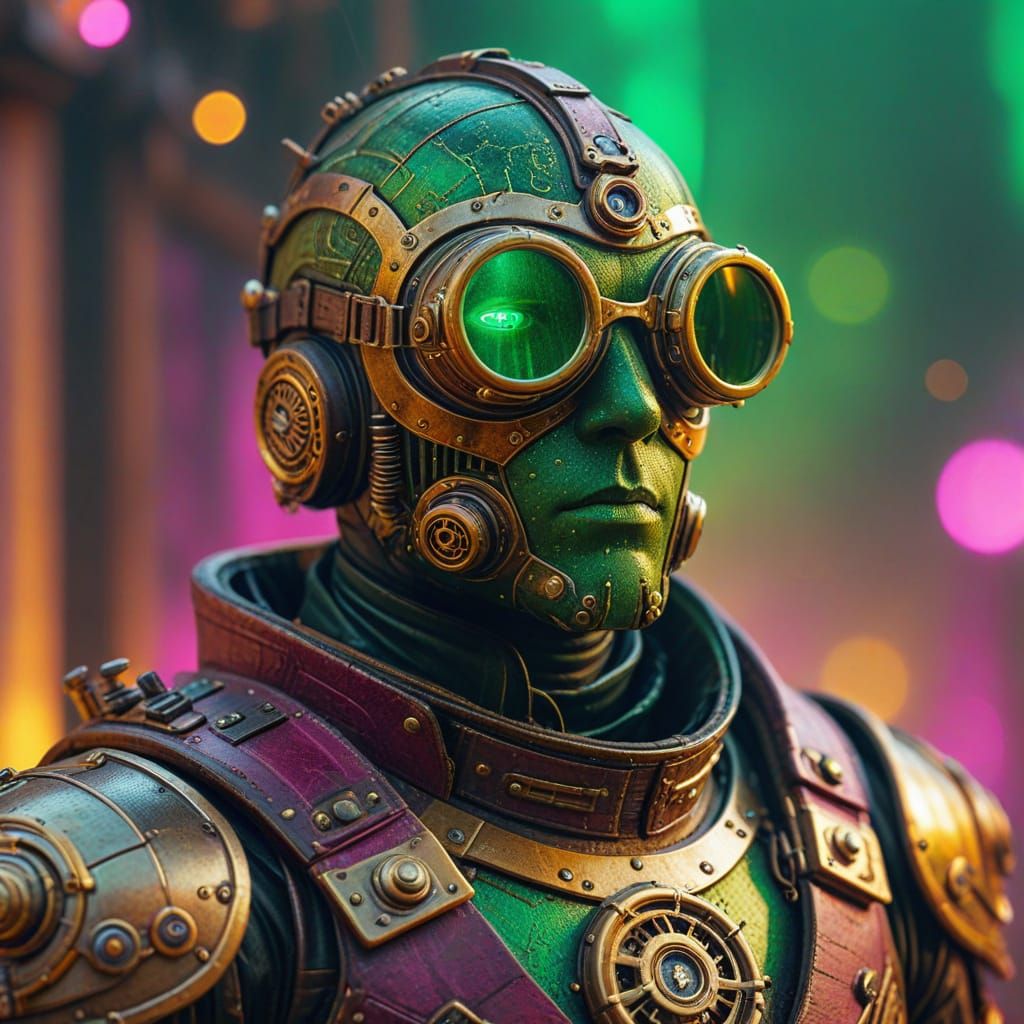 Steampunk Adventurer in Dystopian World: Digital Art