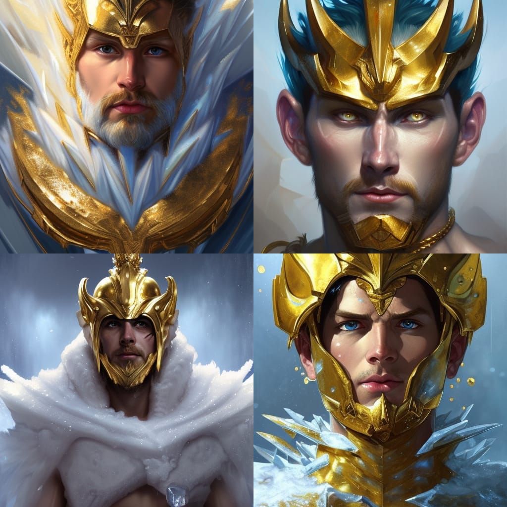 Golden Ice God in Detailed Digital Portrait