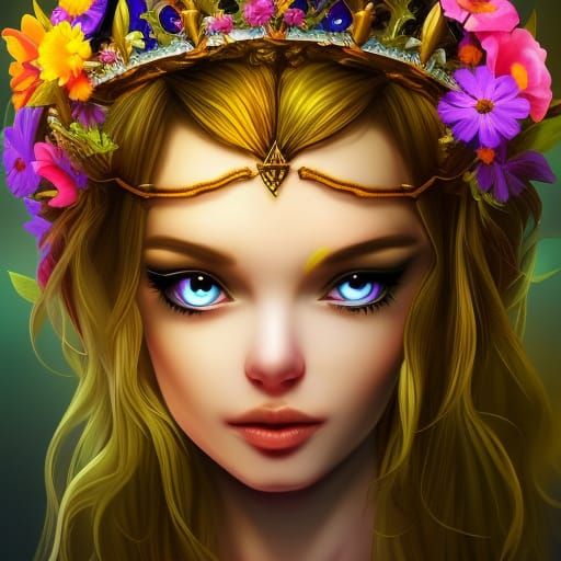 Detailed Elf Princess Portrait in Splash Art Style