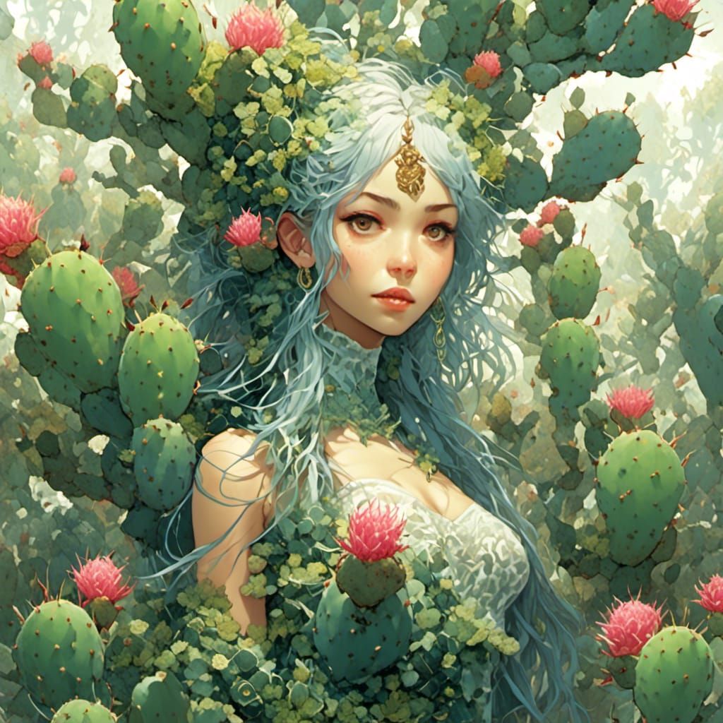 Sparkling Cactus Nymph in Prickly Pear Thicket