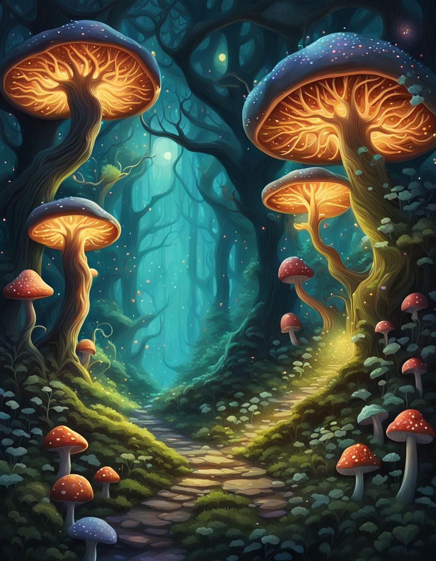 Enchanted Forest with Luminous Flora, Splash Art