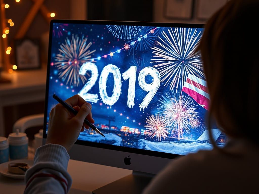 Hyperrealistic Digital Art of New Year Celebration in Vibran...