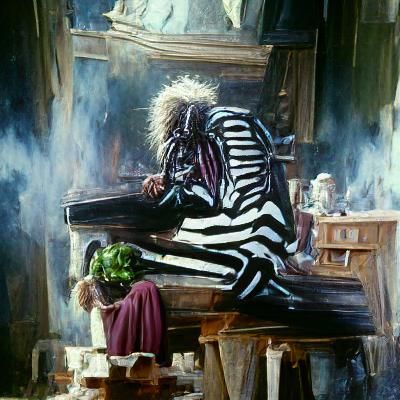 Beetlejuice Portrait in Oil Painting Style