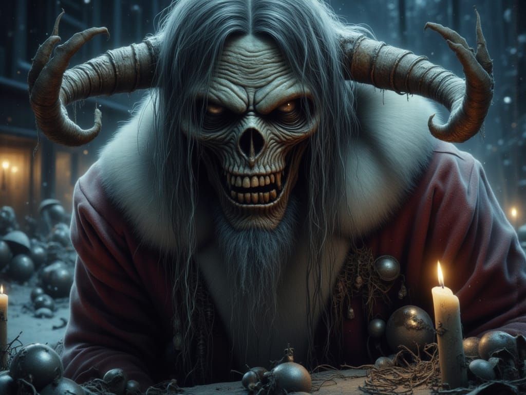 Creepy Krampus Portrait in Horror Christmas Style