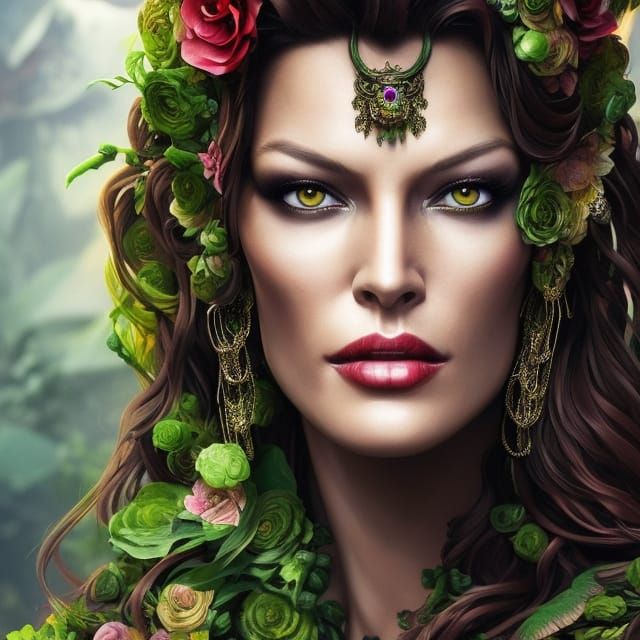 Aztec Sugar Skull Goddess Portrait in Hyperdetailed Style