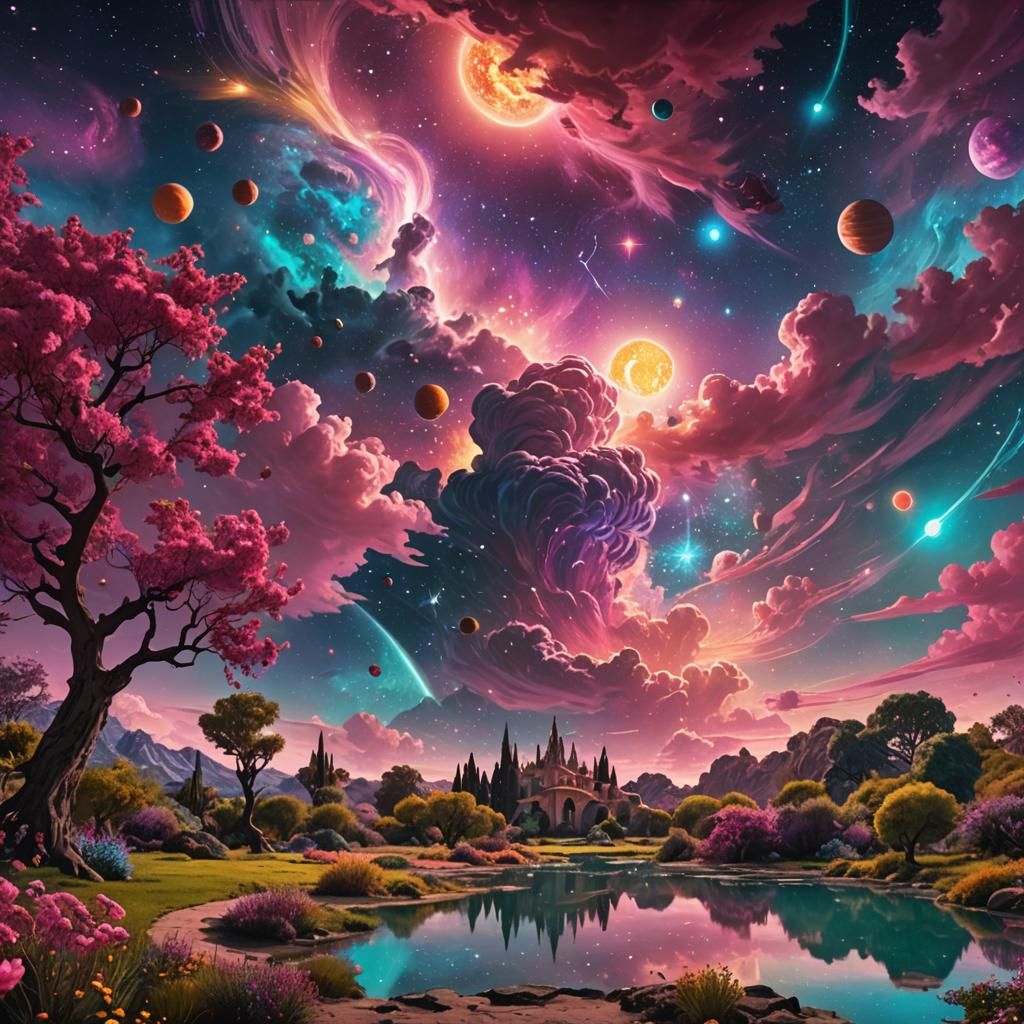 Cosmic Garden: A Surreal Digital Masterpiece