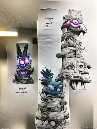 Totem pole of Pokémon characters
