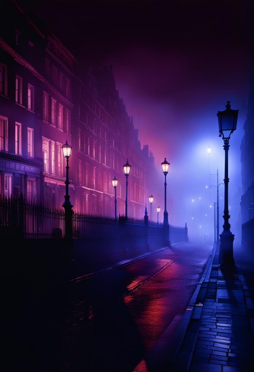 1880s misty London street