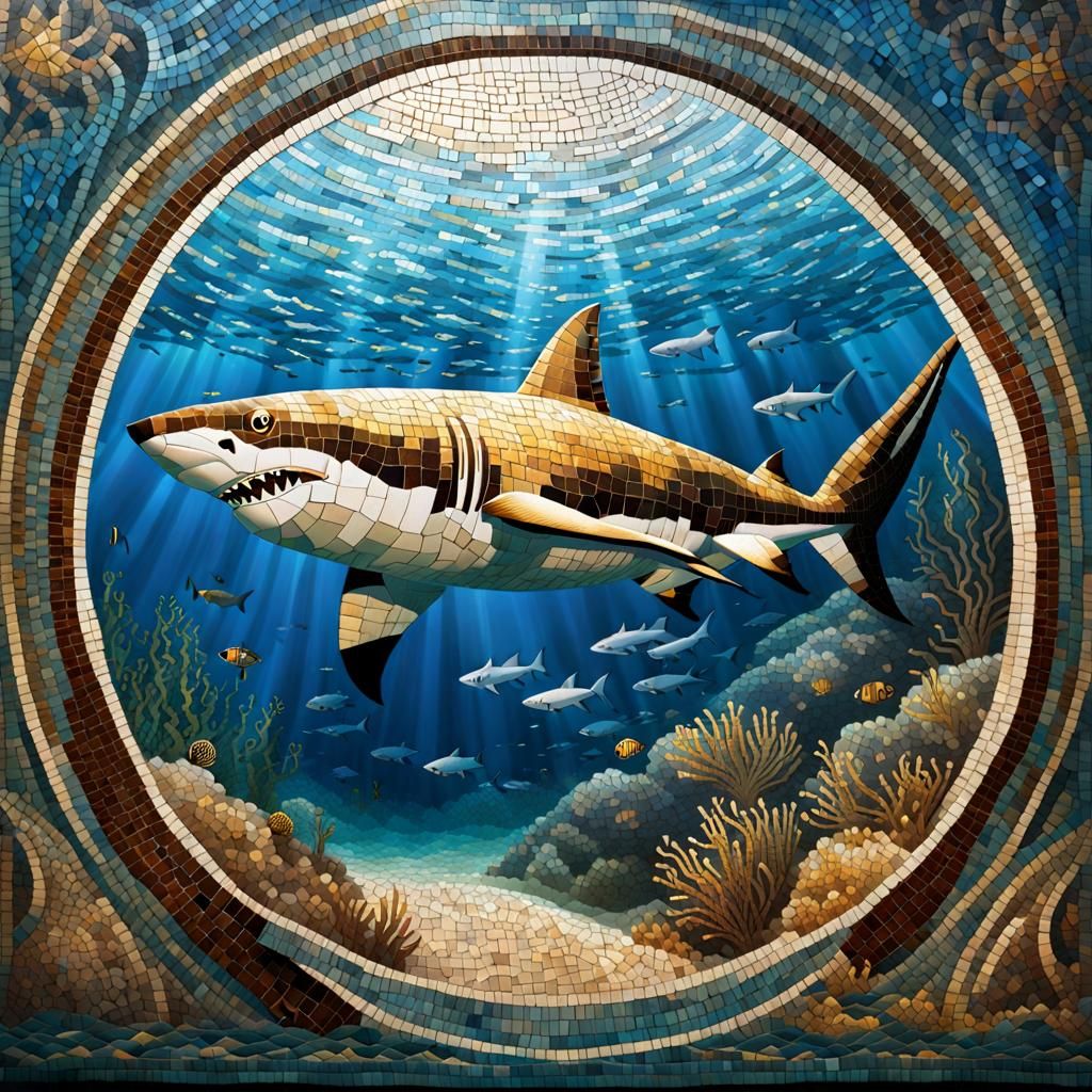 Shark in Shipwreck: Byzantine Mosaic Art