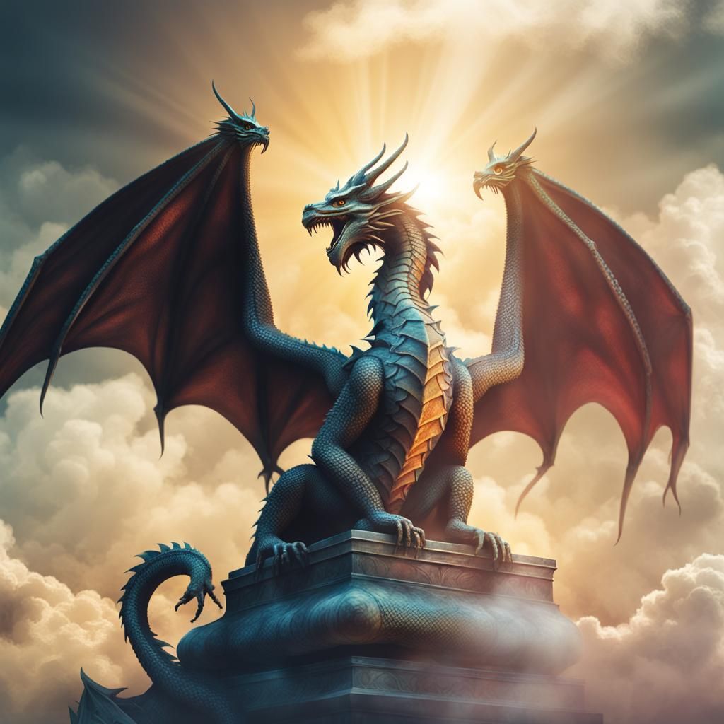 Dragon Protecting Throne in Classic Academia Style