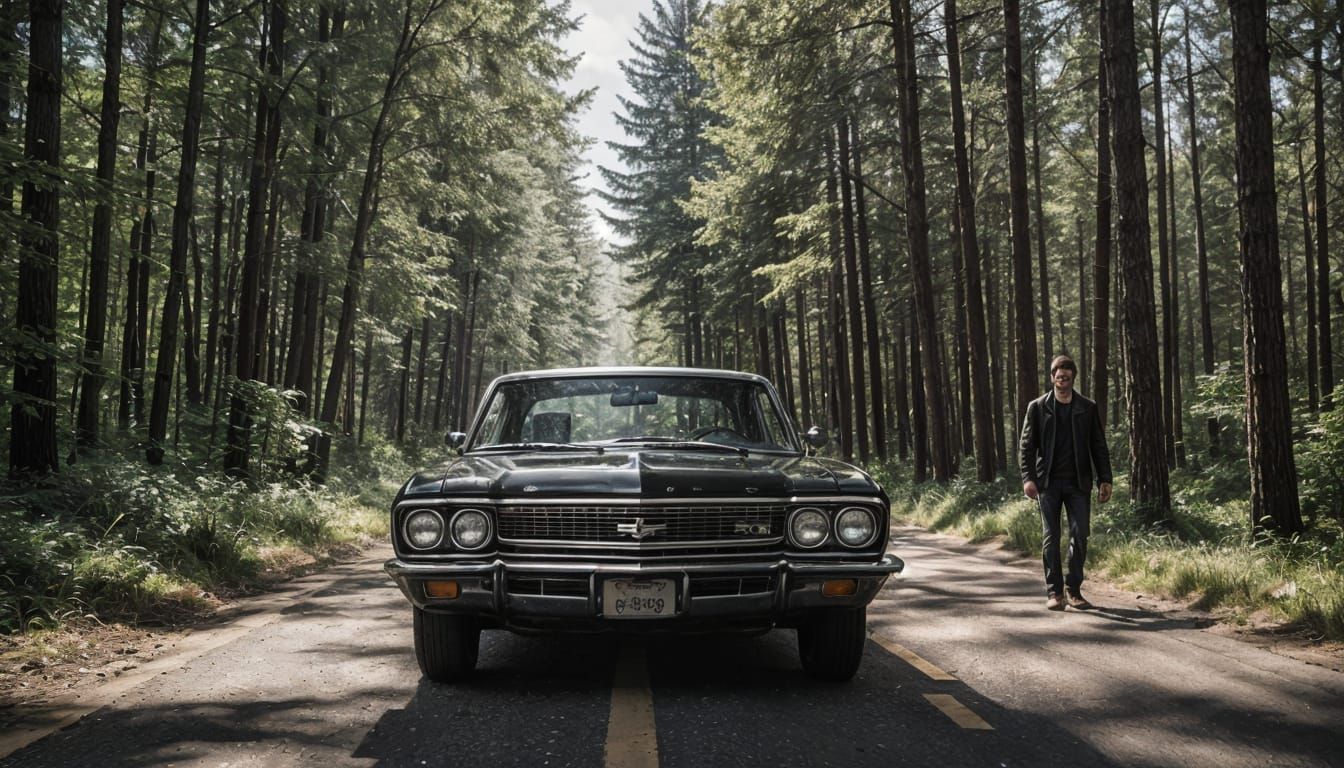 Chevy Impala Drive: Hyper-Realistic Road Scene