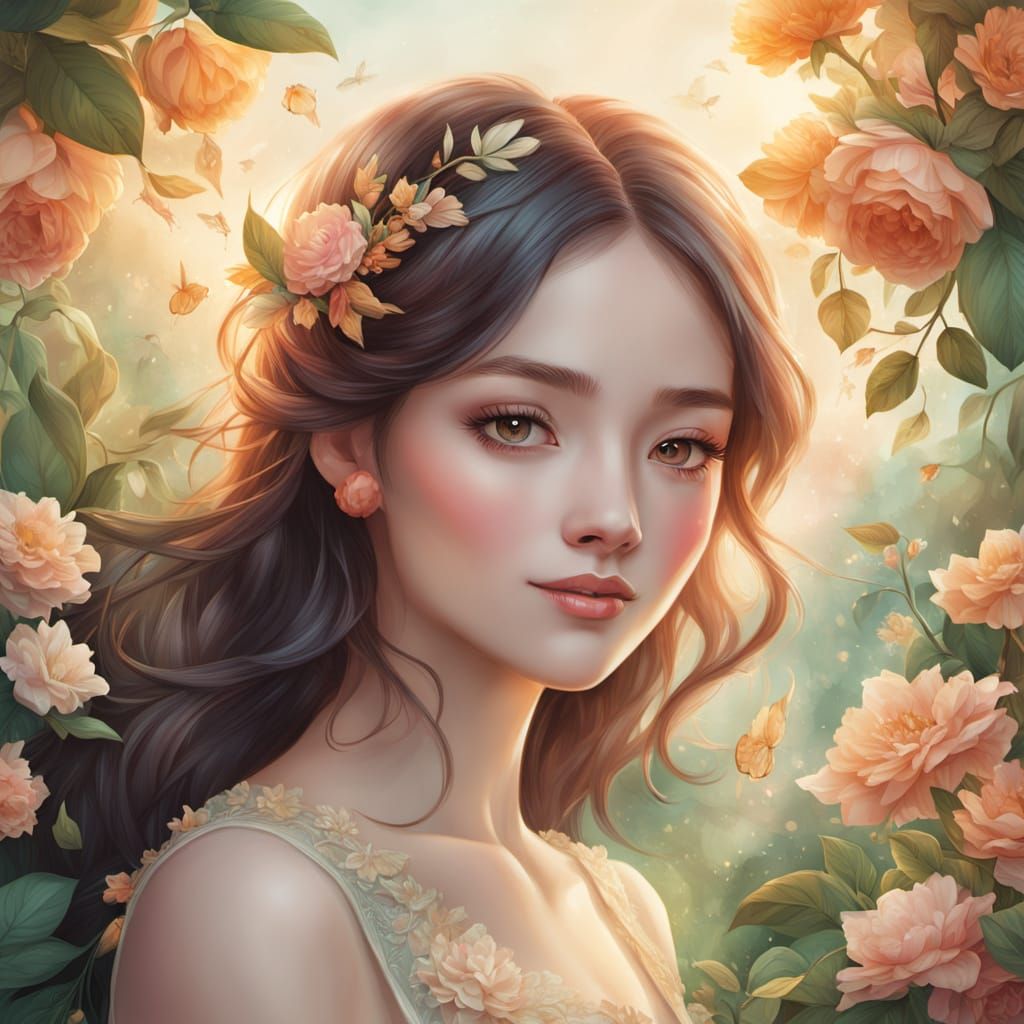 Charming Young Lady in Whimsical Digital Artwork