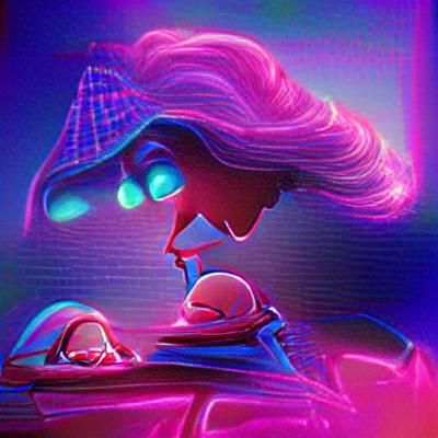 Fairytale Pixar Mom in Synthwave Neon Style