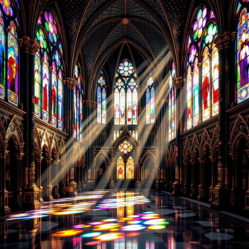 Gothic Cathedral of Glittering Beads in Art Nouveau Style