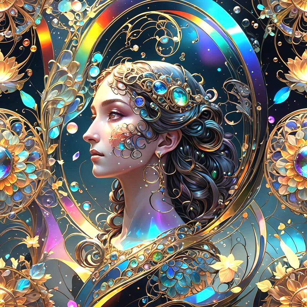 Iridescent Sky Spell in Art Nouveau Style