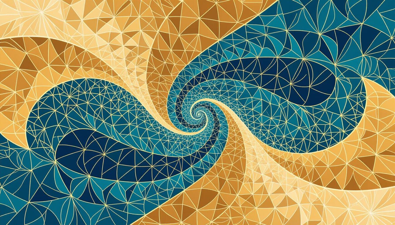 Abstract Vector Fractal with Cyan, Magenta, and Gold