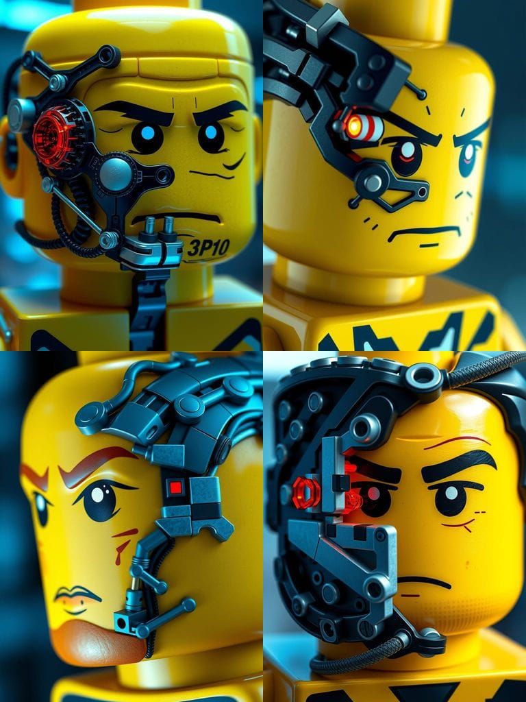Lego Man Transforms into Cyborg: Hyperrealistic Digital Art