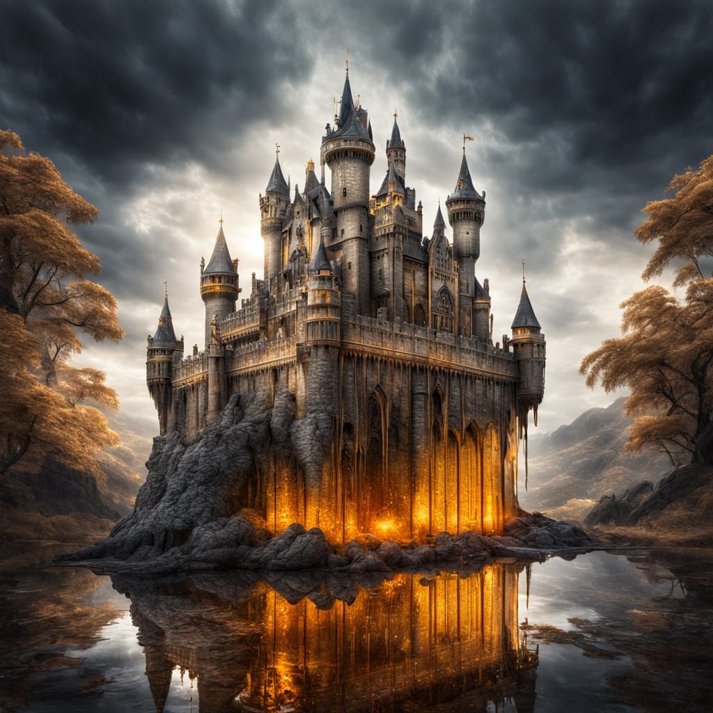 Transparent Castle Drips Honey In Hyperrealistic HDR