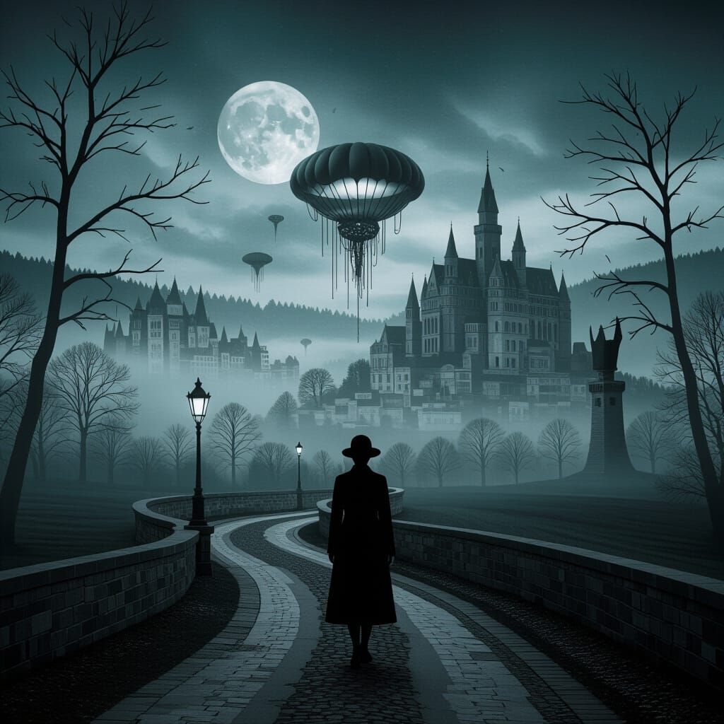 Noir-Surreal Dreamscape: A Fantasy Landscape