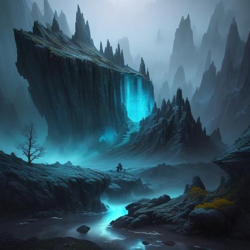 Mystical Troll in Crystal Cave, Fantasy Concept Art