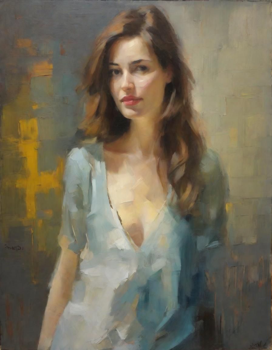 Painterly Portrait of a Woman in Fluxus Style