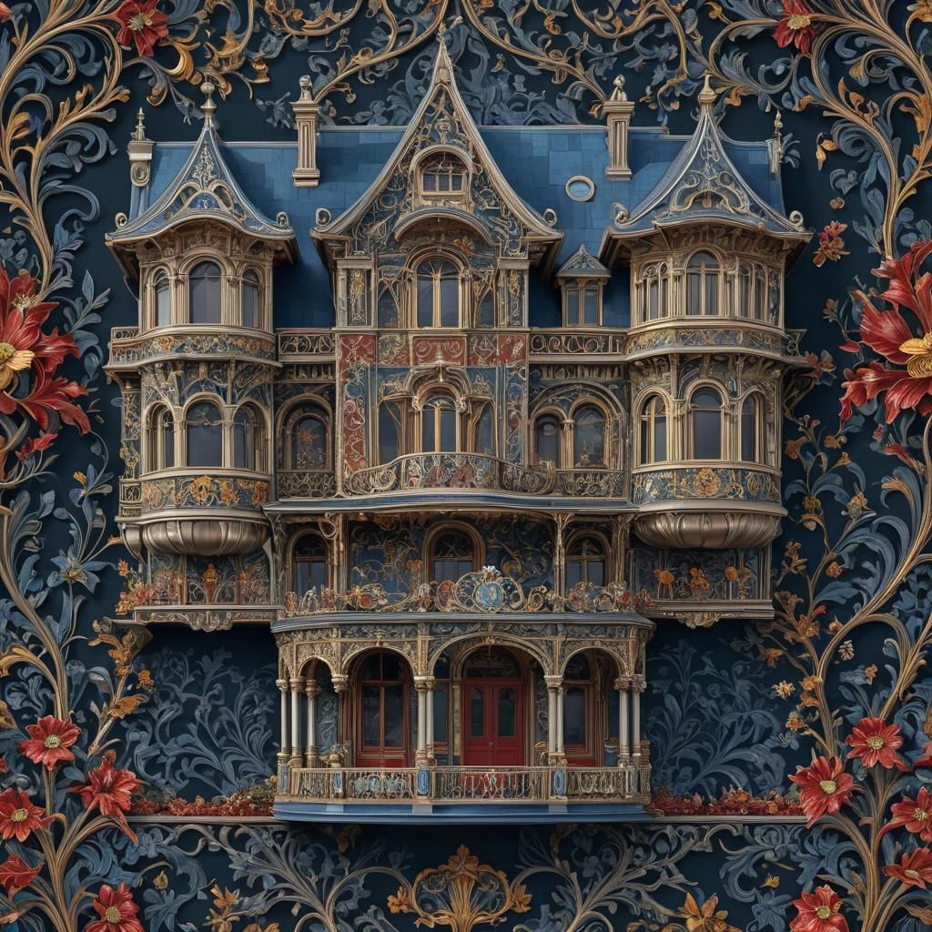 Ornate Art Nouveau House with Intricate Details